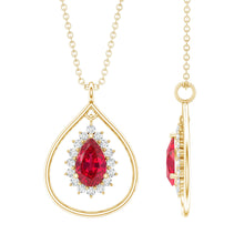 Load image into Gallery viewer, 1.3 Carat Lab Grown Ruby Teardrop Necklace with Lab Diamond