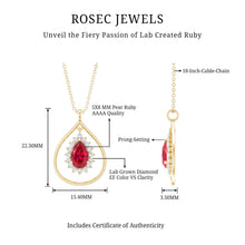 Load image into Gallery viewer, 1.3 Carat Lab Grown Ruby Teardrop Necklace with Lab Diamond