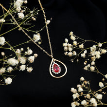 Load image into Gallery viewer, 1.3 Carat Lab Grown Ruby Teardrop Necklace with Lab Diamond