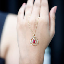 Load image into Gallery viewer, 1.3 Carat Lab Grown Ruby Teardrop Necklace with Lab Diamond