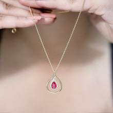Load image into Gallery viewer, 1.3 Carat Lab Grown Ruby Teardrop Necklace with Lab Diamond
