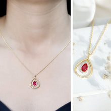 Load image into Gallery viewer, 1.3 Carat Lab Grown Ruby Teardrop Necklace with Lab Diamond