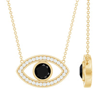 Load image into Gallery viewer, Natural 1.6 Carat Black Diamond Evil Eye Necklace in Yellow Gold Plated Silver
