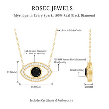 Load image into Gallery viewer, Natural 1.6 Carat Black Diamond Evil Eye Necklace in Yellow Gold Plated Silver