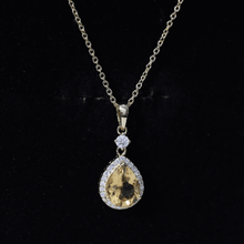 Load image into Gallery viewer, Certified 2 Carat Citrine Teardrop Pendant Necklace with Diamond Halo