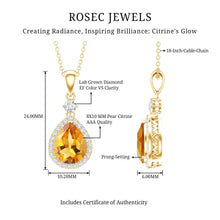 Load image into Gallery viewer, Certified 2 Carat Citrine Teardrop Pendant Necklace with Diamond Halo