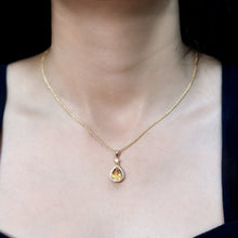 Load image into Gallery viewer, Certified 2 Carat Citrine Teardrop Pendant Necklace with Diamond Halo