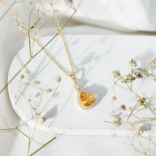 Load image into Gallery viewer, Certified 2 Carat Citrine Teardrop Pendant Necklace with Diamond Halo