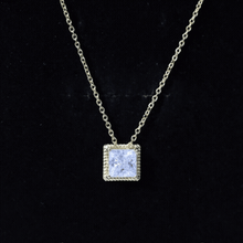 Load image into Gallery viewer, 2 Carat Princess Cut Moissanite Solitaire Necklace with Rope Frame