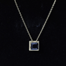 Load image into Gallery viewer, 3 Carat Princess Cut Lab Created Black Diamond Necklace with Silver Chain