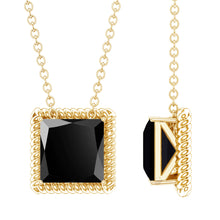 Load image into Gallery viewer, 3 Carat Princess Cut Lab Created Black Diamond Necklace with Silver Chain