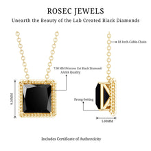 Load image into Gallery viewer, 3 Carat Princess Cut Lab Created Black Diamond Necklace with Silver Chain