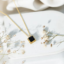 Load image into Gallery viewer, 3 Carat Princess Cut Lab Created Black Diamond Necklace with Silver Chain
