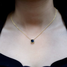 Load image into Gallery viewer, 3 Carat Princess Cut Lab Created Black Diamond Necklace with Silver Chain