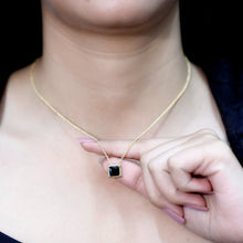 Load image into Gallery viewer, 3 Carat Princess Cut Lab Created Black Diamond Necklace with Silver Chain