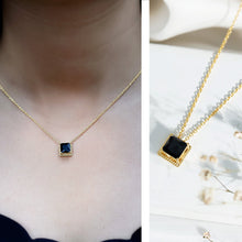 Load image into Gallery viewer, 3 Carat Princess Cut Lab Created Black Diamond Necklace with Silver Chain