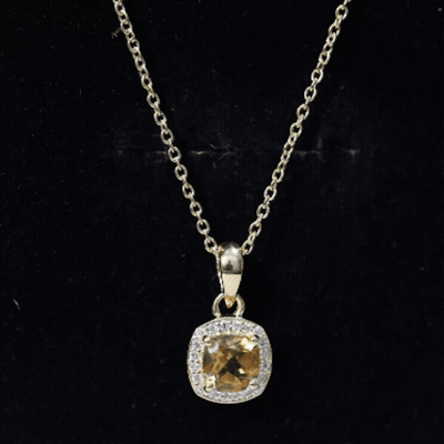 Certified 1 Carat Cushion Cut Fire Opal Pendant Necklace with Diamond Halo