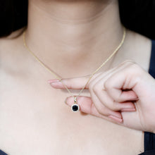 Load image into Gallery viewer, 1.8 Carat Lab Grown Black and White Diamond Halo Necklace with Silver Chain