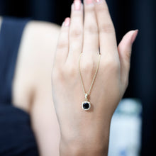 Load image into Gallery viewer, 1.8 Carat Lab Grown Black and White Diamond Halo Necklace with Silver Chain