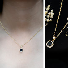 Load image into Gallery viewer, 1.8 Carat Lab Grown Black and White Diamond Halo Necklace with Silver Chain
