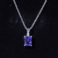 Load image into Gallery viewer, Natural 2 Carat Tanzanite Emerald Cut Necklace with Silver Chain