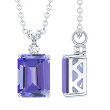 Load image into Gallery viewer, Natural 2 Carat Tanzanite Emerald Cut Necklace with Silver Chain