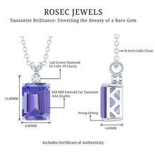 Load image into Gallery viewer, Natural 2 Carat Tanzanite Emerald Cut Necklace with Silver Chain