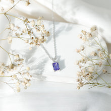 Load image into Gallery viewer, Natural 2 Carat Tanzanite Emerald Cut Necklace with Silver Chain