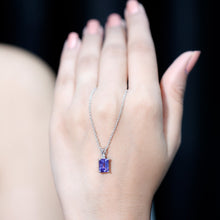 Load image into Gallery viewer, Natural 2 Carat Tanzanite Emerald Cut Necklace with Silver Chain