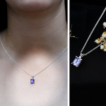 Load image into Gallery viewer, Natural 2 Carat Tanzanite Emerald Cut Necklace with Silver Chain