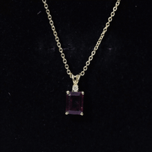 Load image into Gallery viewer, 2 Carat Emerald Cut Rhodolite Solitaire Necklace with Lab Diamond