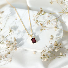 Load image into Gallery viewer, 2 Carat Emerald Cut Rhodolite Solitaire Necklace with Lab Diamond