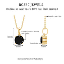 Load image into Gallery viewer, Natural 1.45 Carat Black Diamond Solitaire Necklace with Silver Chain