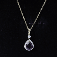Load image into Gallery viewer, 3.25 Carat Rhodolite Teardrop Necklace with Diamond Halo