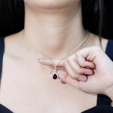 Load image into Gallery viewer, 3.25 Carat Rhodolite Teardrop Necklace with Diamond Halo