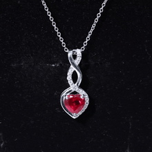 Load image into Gallery viewer, 1 Carat Lab Grown Ruby Heart and Infinity Necklace with Silver Chain
