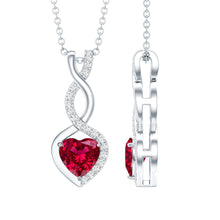 Load image into Gallery viewer, 1 Carat Lab Grown Ruby Heart and Infinity Necklace with Silver Chain