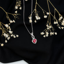 Load image into Gallery viewer, 1 Carat Lab Grown Ruby Heart and Infinity Necklace with Silver Chain