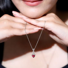 Load image into Gallery viewer, 1 Carat Lab Grown Ruby Heart and Infinity Necklace with Silver Chain
