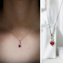 Load image into Gallery viewer, 1 Carat Lab Grown Ruby Heart and Infinity Necklace with Silver Chain