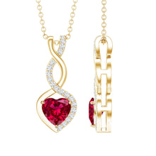 Load image into Gallery viewer, 1 Carat Lab Grown Ruby Heart and Infinity Necklace with Silver Chain