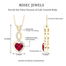 Load image into Gallery viewer, 1 Carat Lab Grown Ruby Heart and Infinity Necklace with Silver Chain