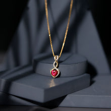 Load image into Gallery viewer, 1 Carat Lab Grown Ruby Heart and Infinity Necklace with Silver Chain