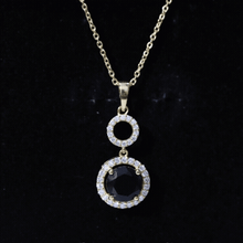 Load image into Gallery viewer, Natural 2 CT Round Black Onyx Necklace with Diamond Halo