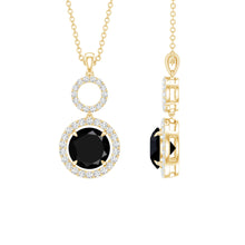 Load image into Gallery viewer, Natural 2 CT Round Black Onyx Necklace with Diamond Halo