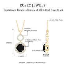 Load image into Gallery viewer, Natural 2 CT Round Black Onyx Necklace with Diamond Halo