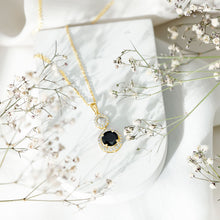 Load image into Gallery viewer, Natural 2 CT Round Black Onyx Necklace with Diamond Halo