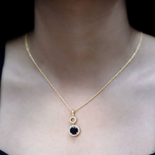 Load image into Gallery viewer, Natural 2 CT Round Black Onyx Necklace with Diamond Halo