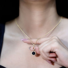 Load image into Gallery viewer, Natural 2 CT Round Black Onyx Necklace with Diamond Halo