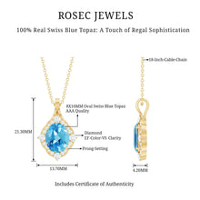 Load image into Gallery viewer, Vintage Style 2.5 Carat Swiss Blue Topaz and Diamond Necklace with Silver Chain